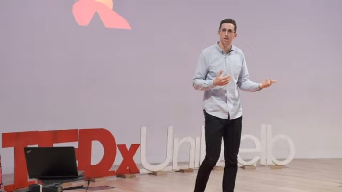 Pete Shepherd on the TEDx stage.